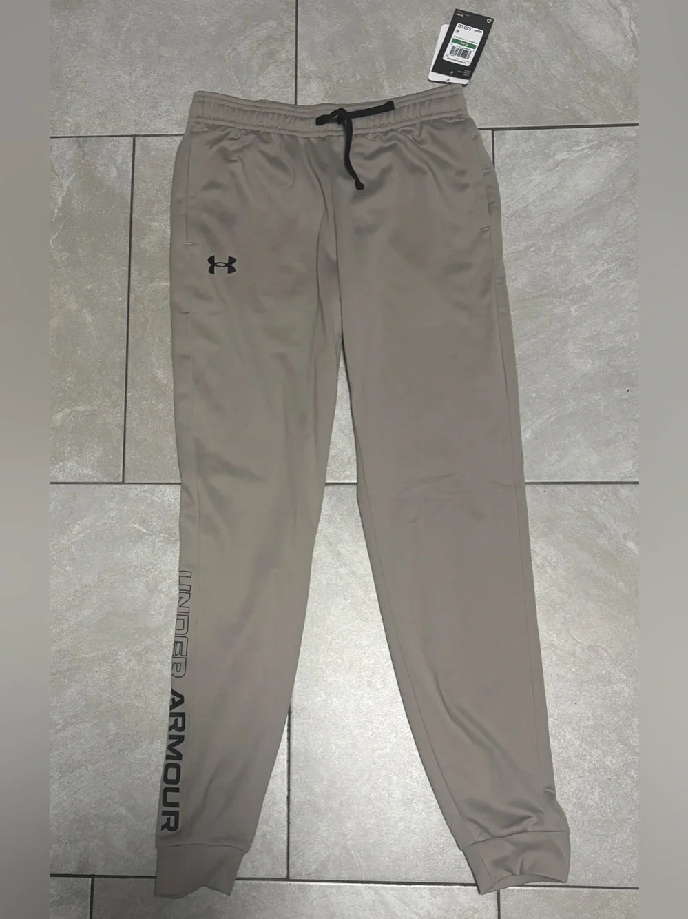 Under Armour Taupe Kids Joggers with Black Accents